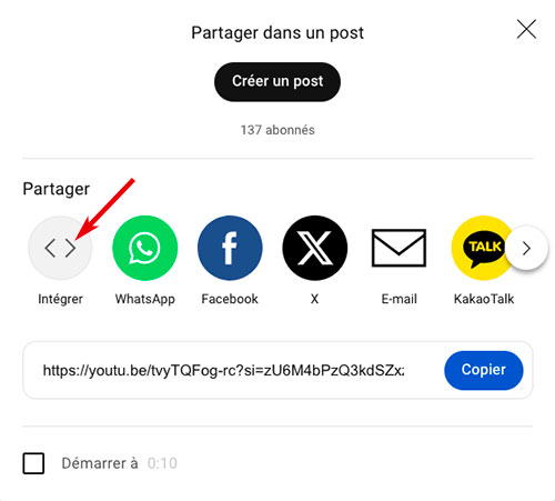 Exemple de vidéo sur le site Youtube