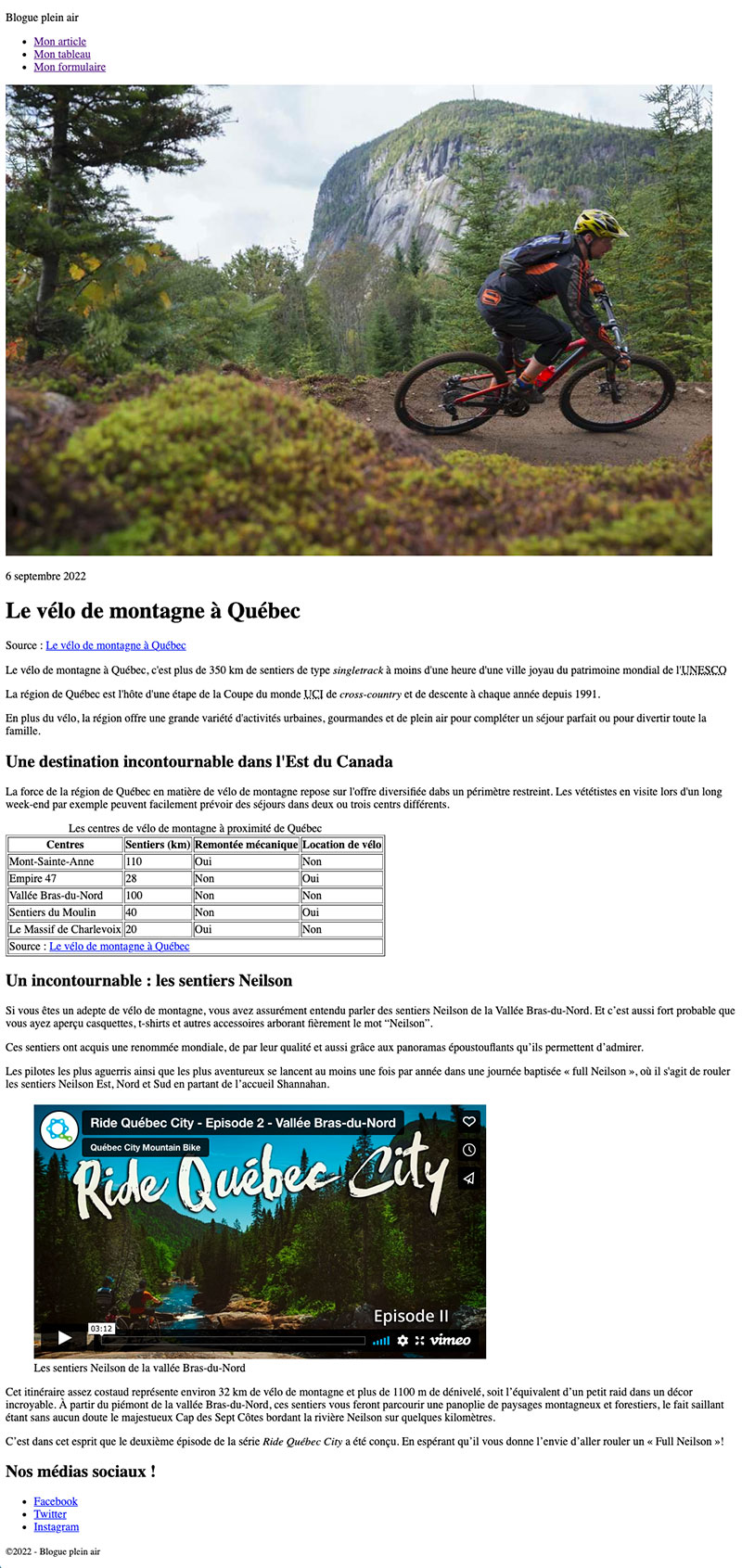 Résultat attendu pour le tp3