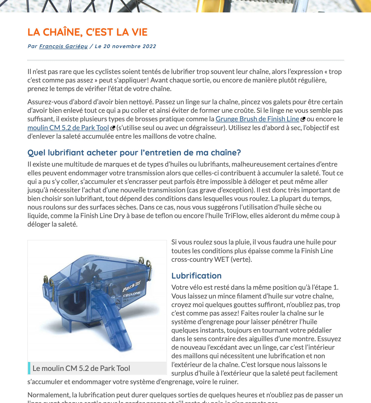 Exemple de page d'article